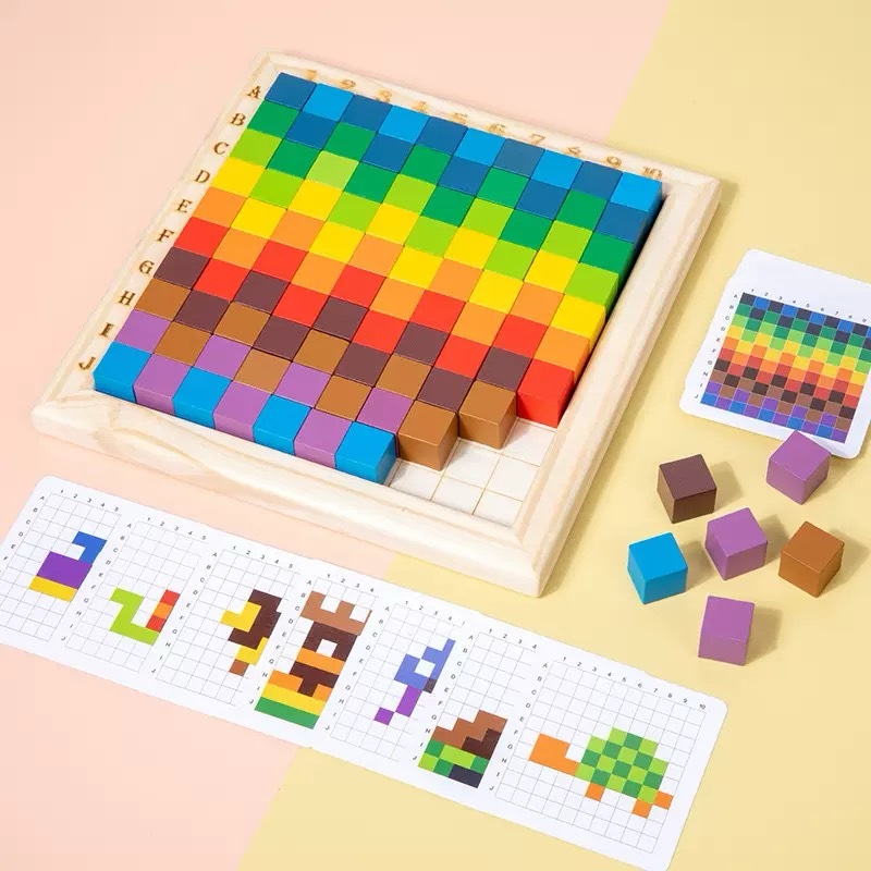 Montessori Wooden Cubes Puzzle Board - Image 3