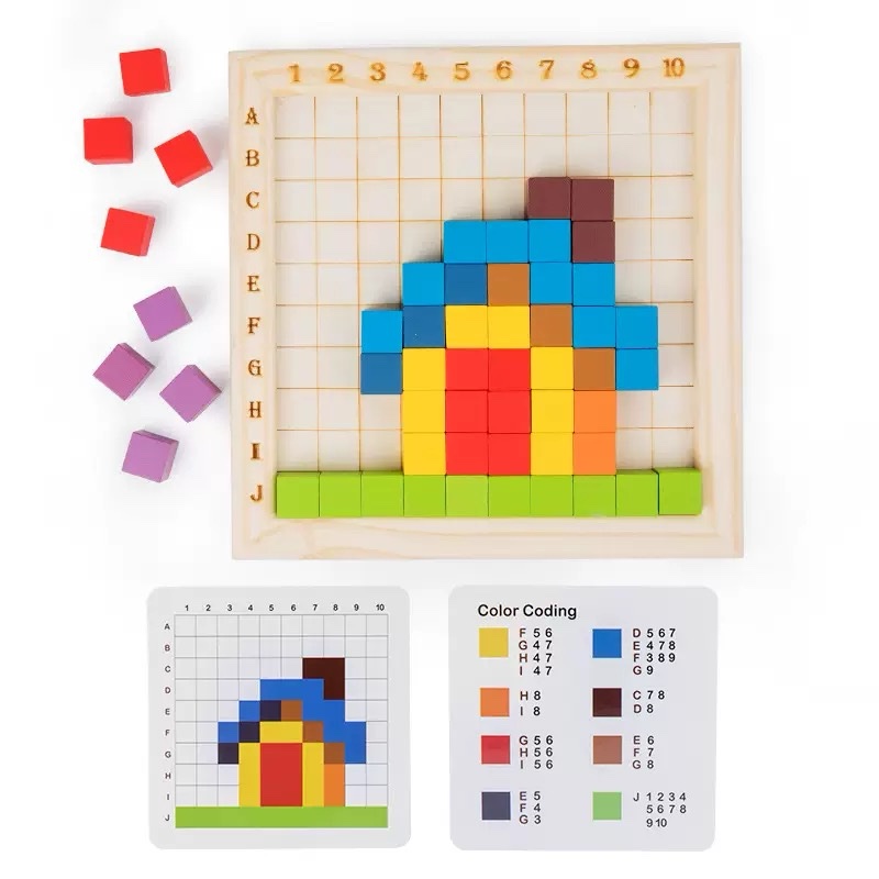 Montessori Wooden Cubes Puzzle Board - Image 4